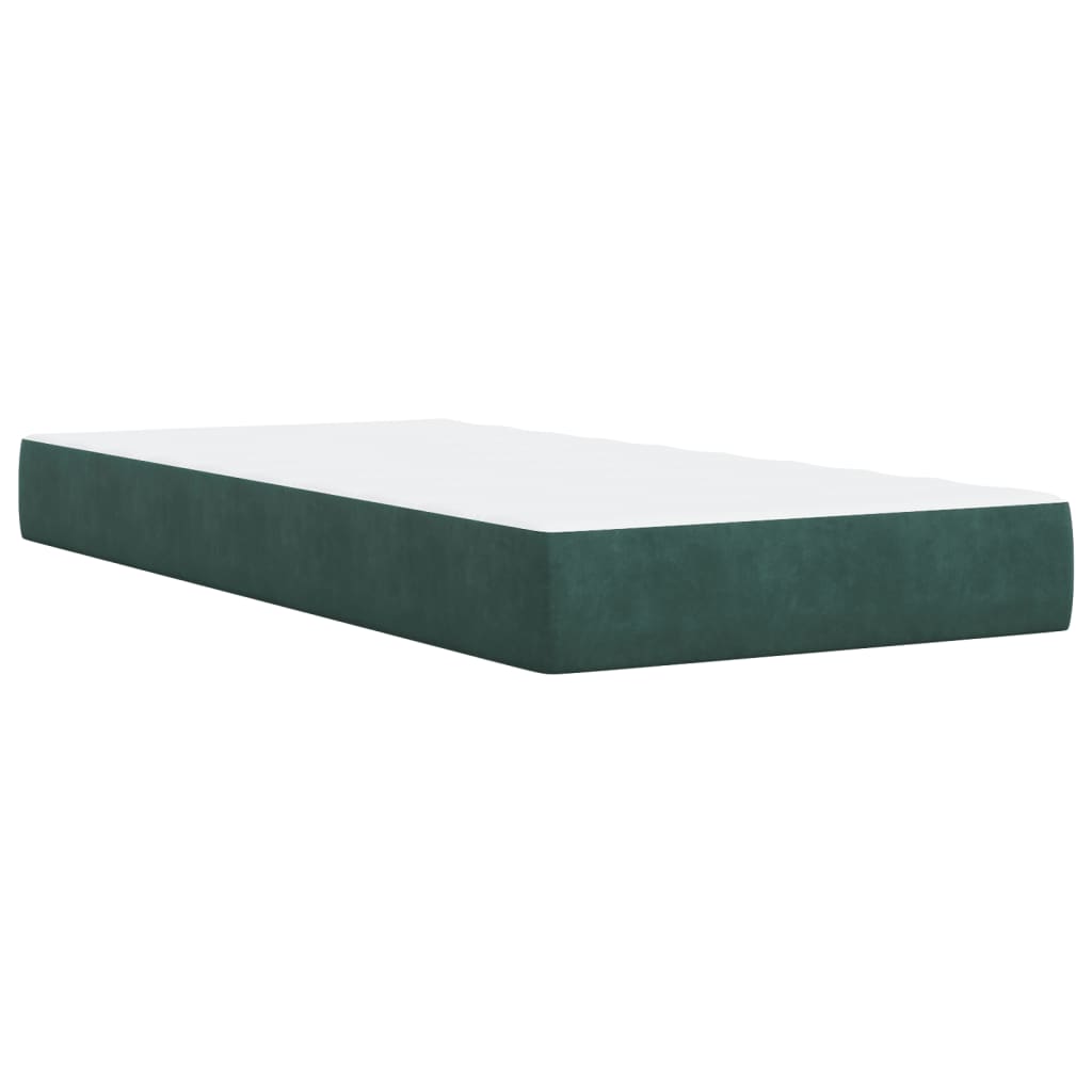 kontinentalseng med madras 90x190 cm fløjl mørkegrøn