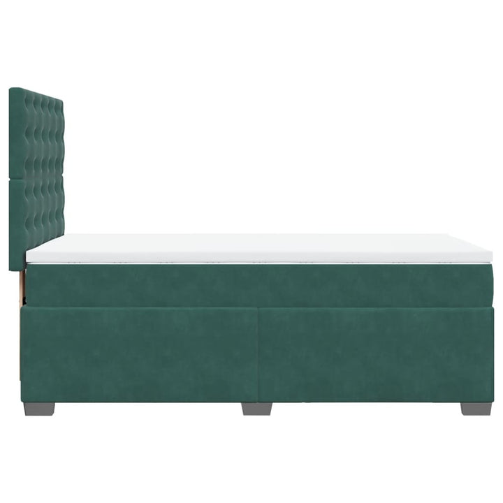 kontinentalseng med madras 90x190 cm fløjl mørkegrøn