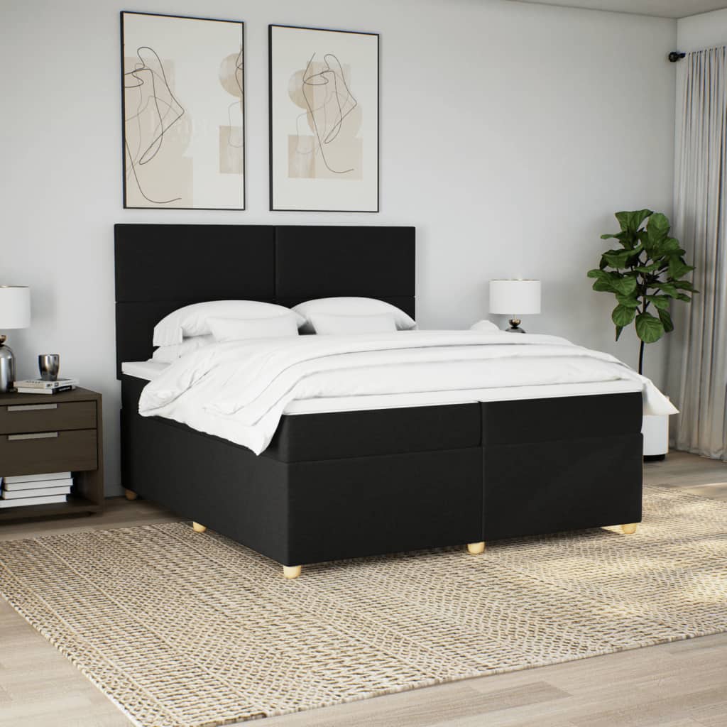 kontinentalseng med madras 200x200 cm stof sort