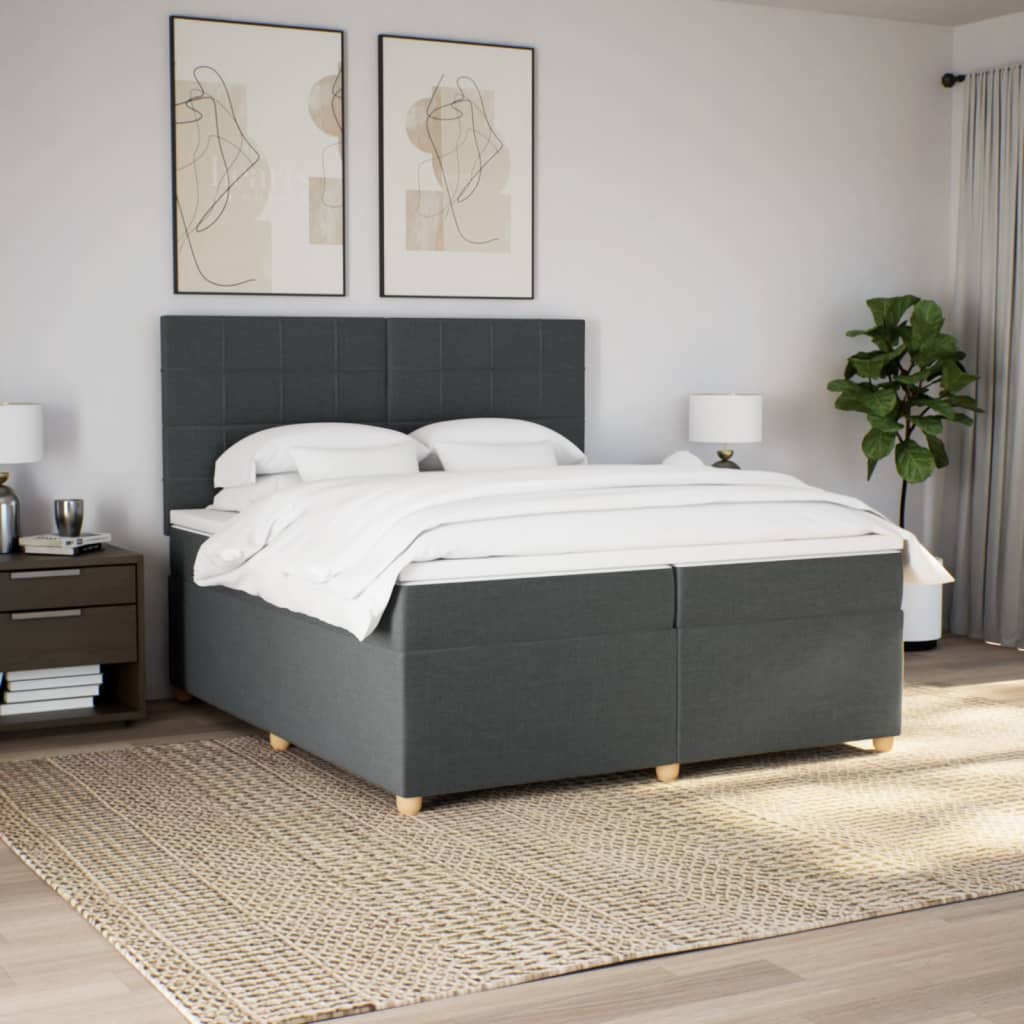 kontinentalseng med madras 200x200 cm stof mørkegrå