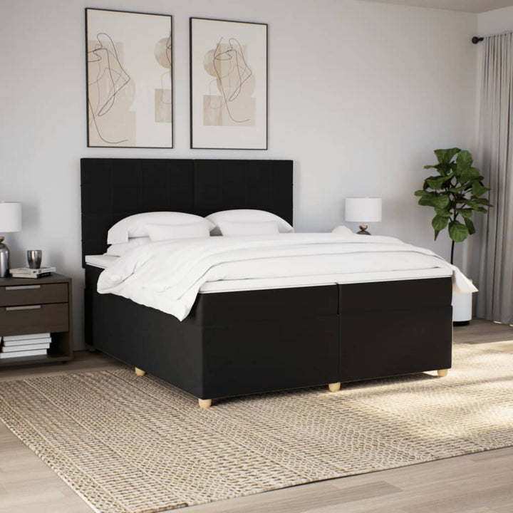 kontinentalseng med madras 200x200 cm stof sort