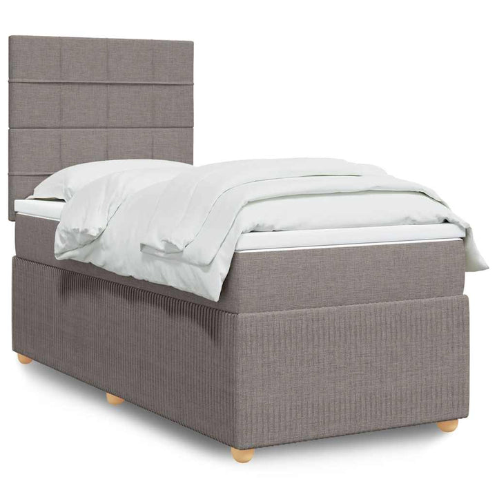 kontinentalseng med madras 90x190 cm stof gråbrun