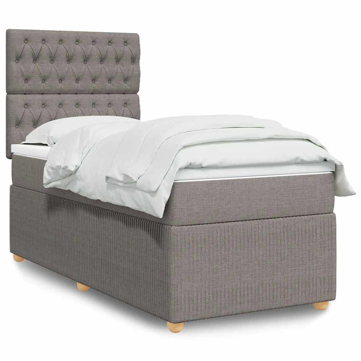 kontinentalseng med madras 90x190 cm stof gråbrun