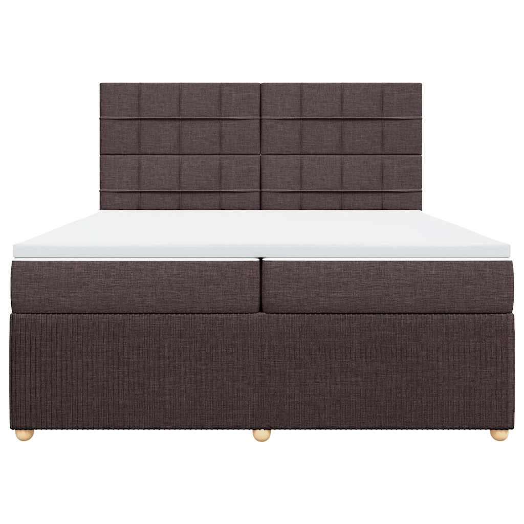 kontinentalseng med madras 200x200 cm stof mørkebrun