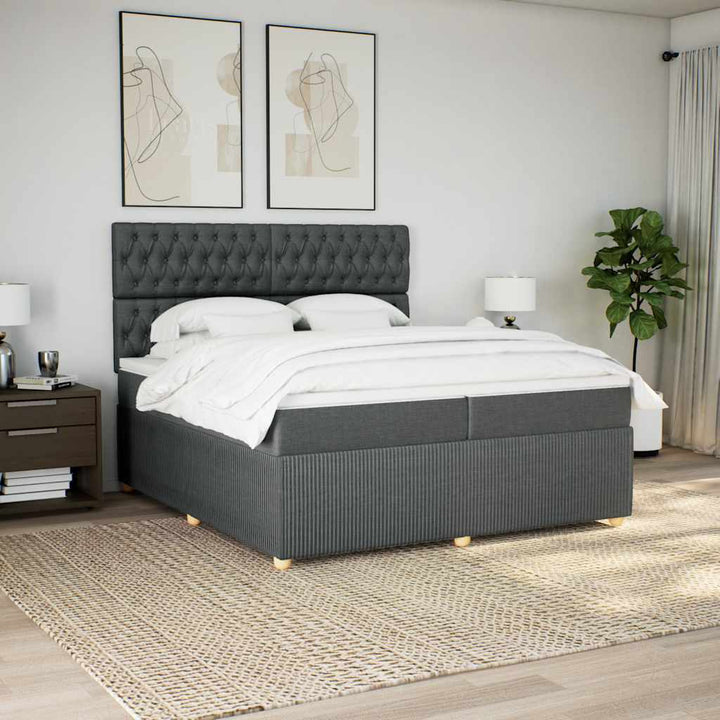 kontinentalseng med madras 200x200 cm stof mørkegrå