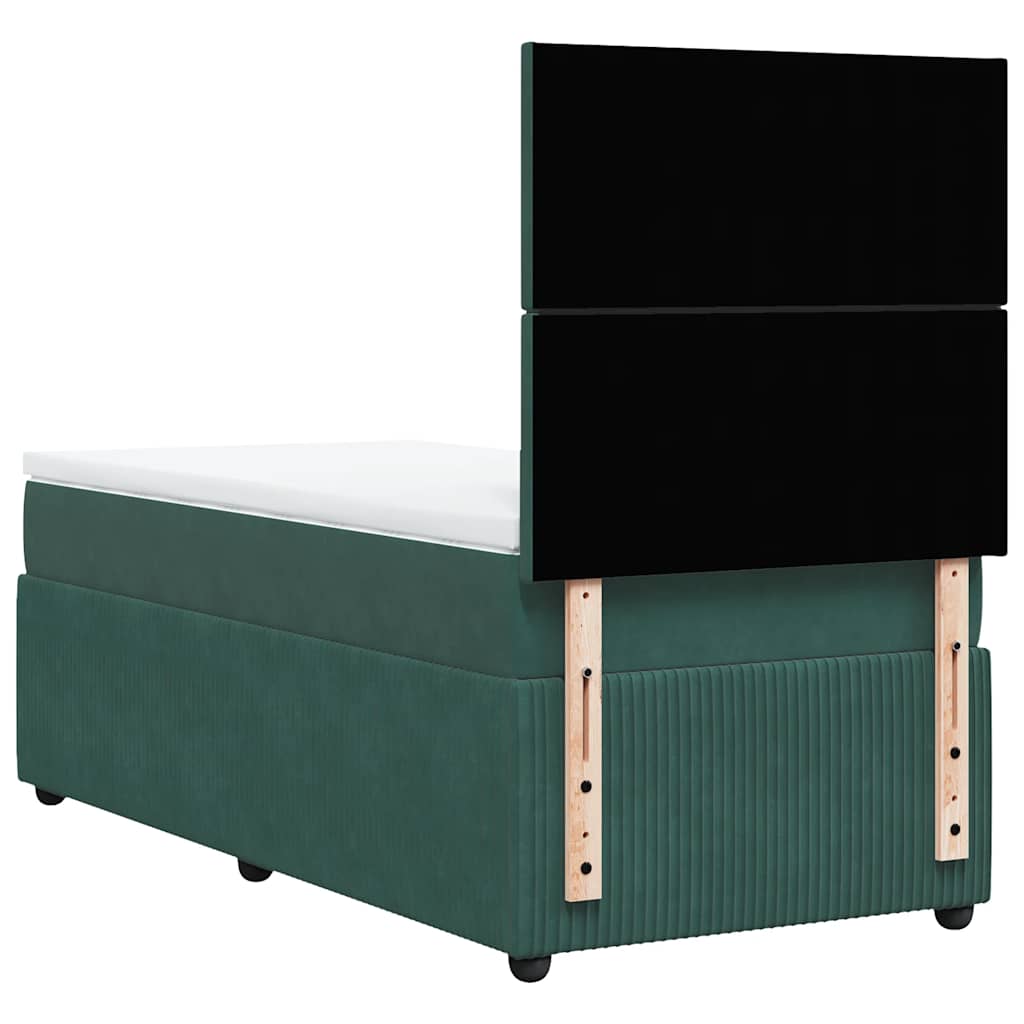 kontinentalseng med madras 80x200 cm fløjl mørkegrøn