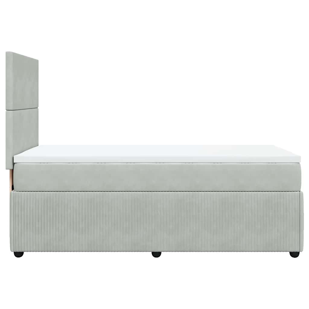 kontinentalseng med madras 90x190 cm fløjl lysegrå