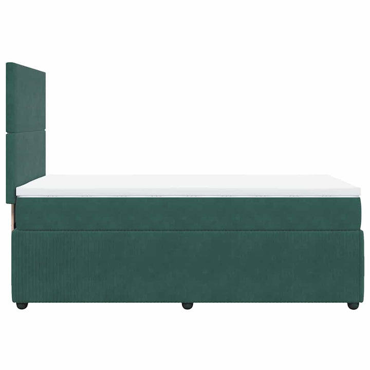 kontinentalseng med madras 90x190 cm fløjl mørkegrøn