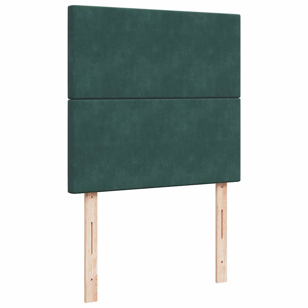 kontinentalseng med madras 90x190 cm fløjl mørkegrøn