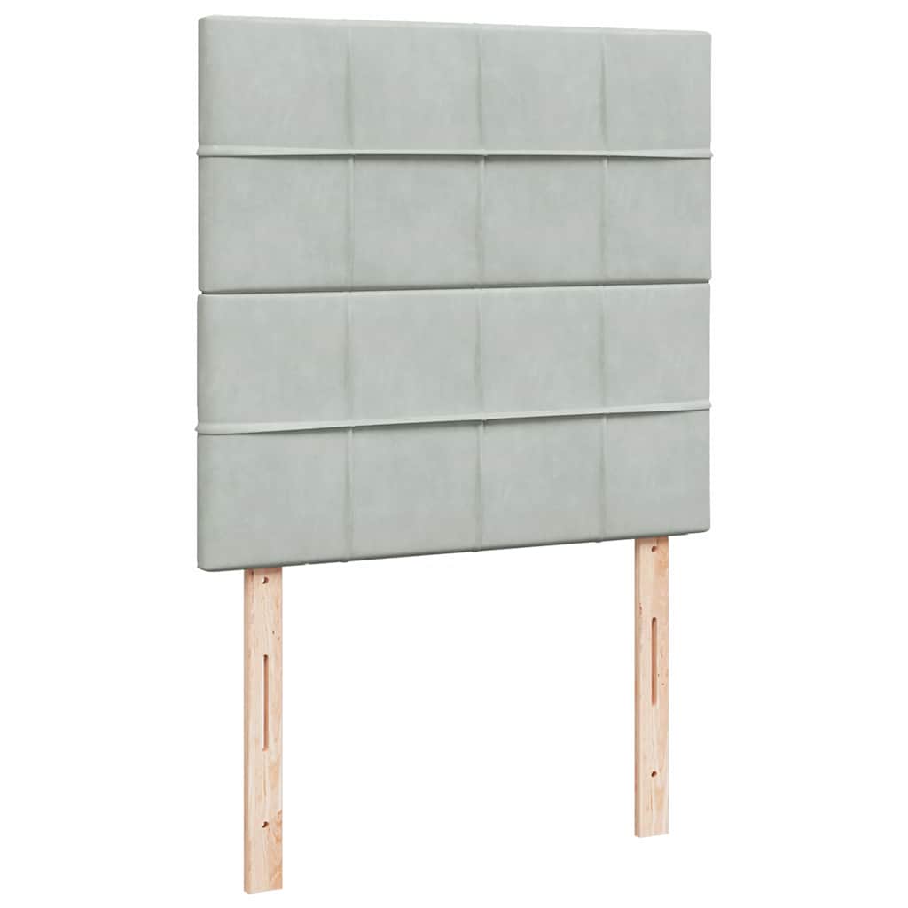 kontinentalseng med madras 90x190 cm fløjl lysegrå