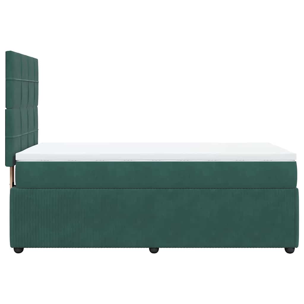 kontinentalseng med madras 90x190 cm fløjl mørkegrøn