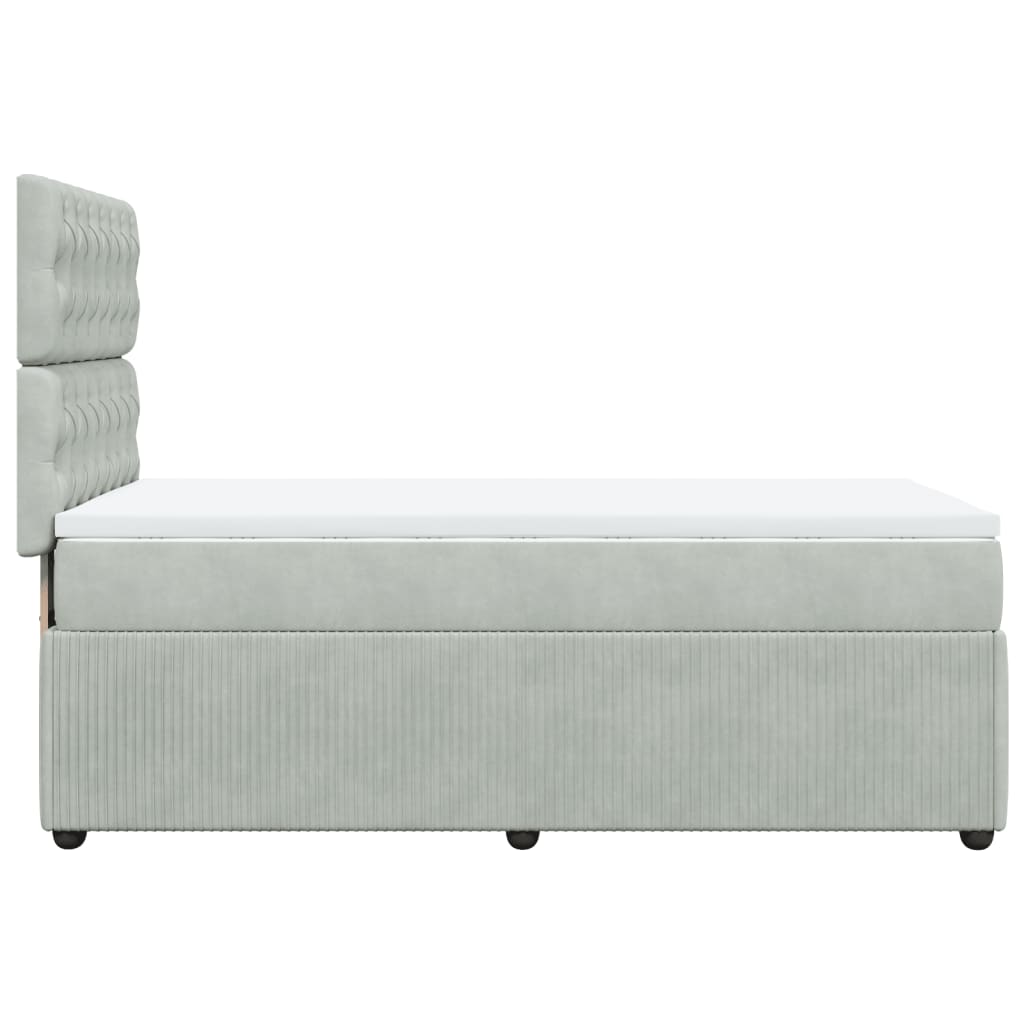 kontinentalseng med madras 90x190 cm fløjl lysegrå