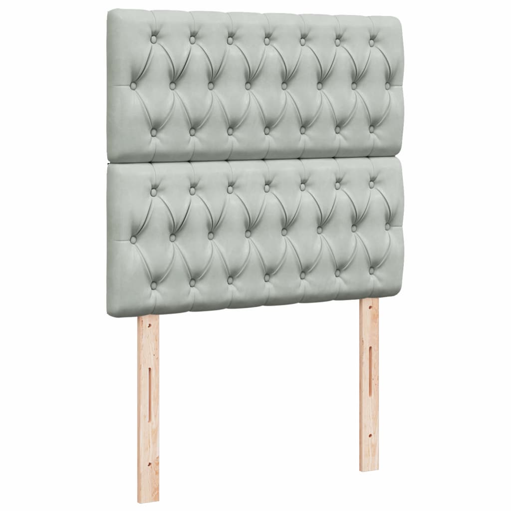 kontinentalseng med madras 90x190 cm fløjl lysegrå