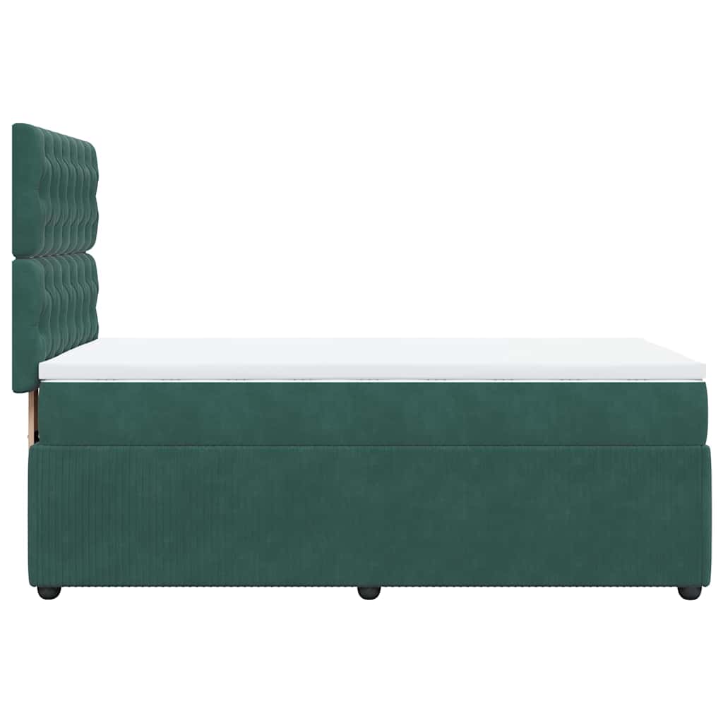 kontinentalseng med madras 90x190 cm fløjl mørkegrøn
