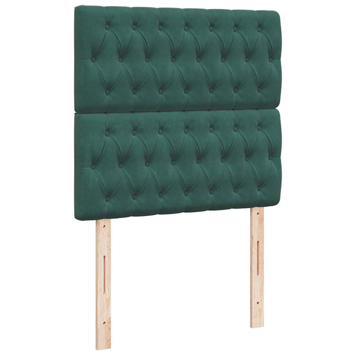 kontinentalseng med madras 90x190 cm fløjl mørkegrøn