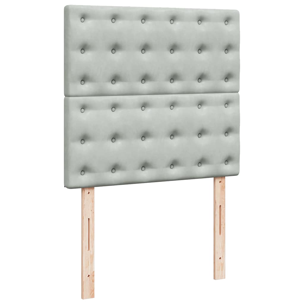 kontinentalseng med madras 90x190 cm fløjl lysegrå