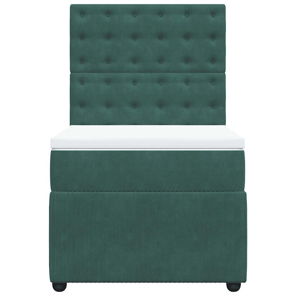 kontinentalseng med madras 90x190 cm fløjl mørkegrøn
