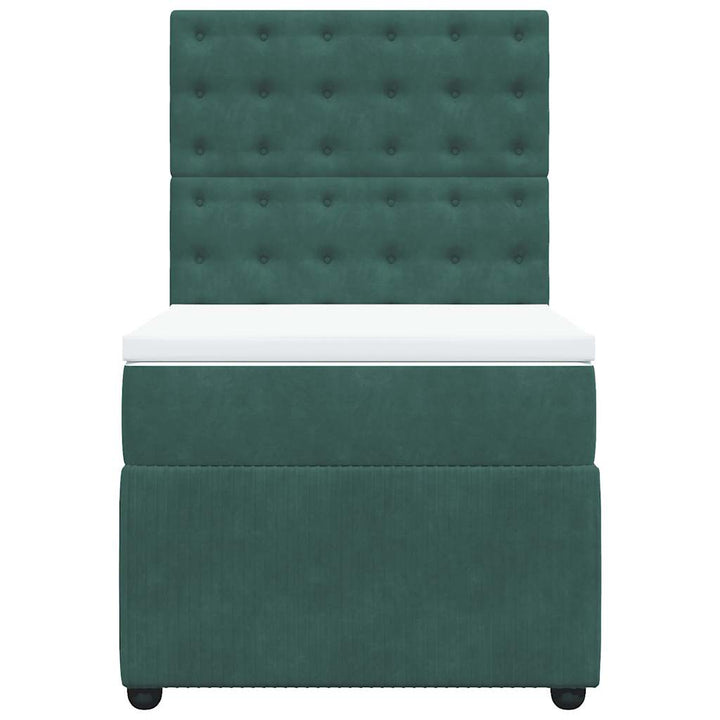kontinentalseng med madras 90x190 cm fløjl mørkegrøn