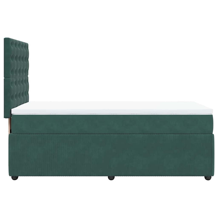 kontinentalseng med madras 90x190 cm fløjl mørkegrøn
