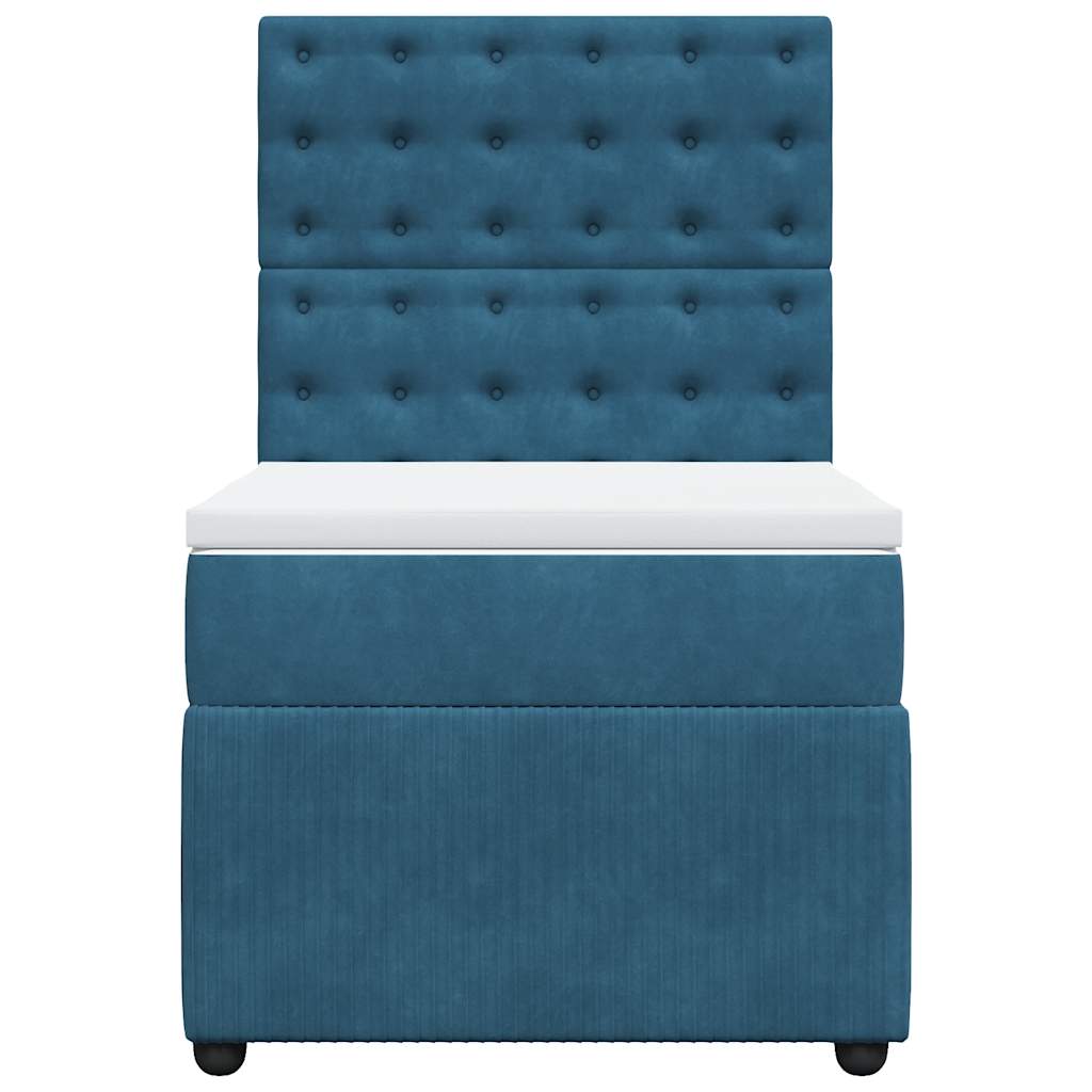 kontinentalseng med madras 90x190 cm fløjl mørkeblå
