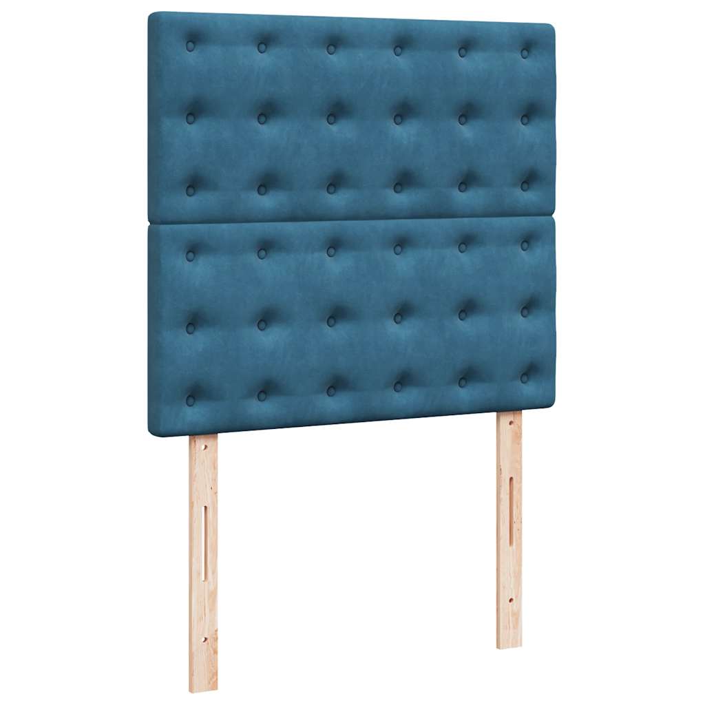 kontinentalseng med madras 90x190 cm fløjl mørkeblå