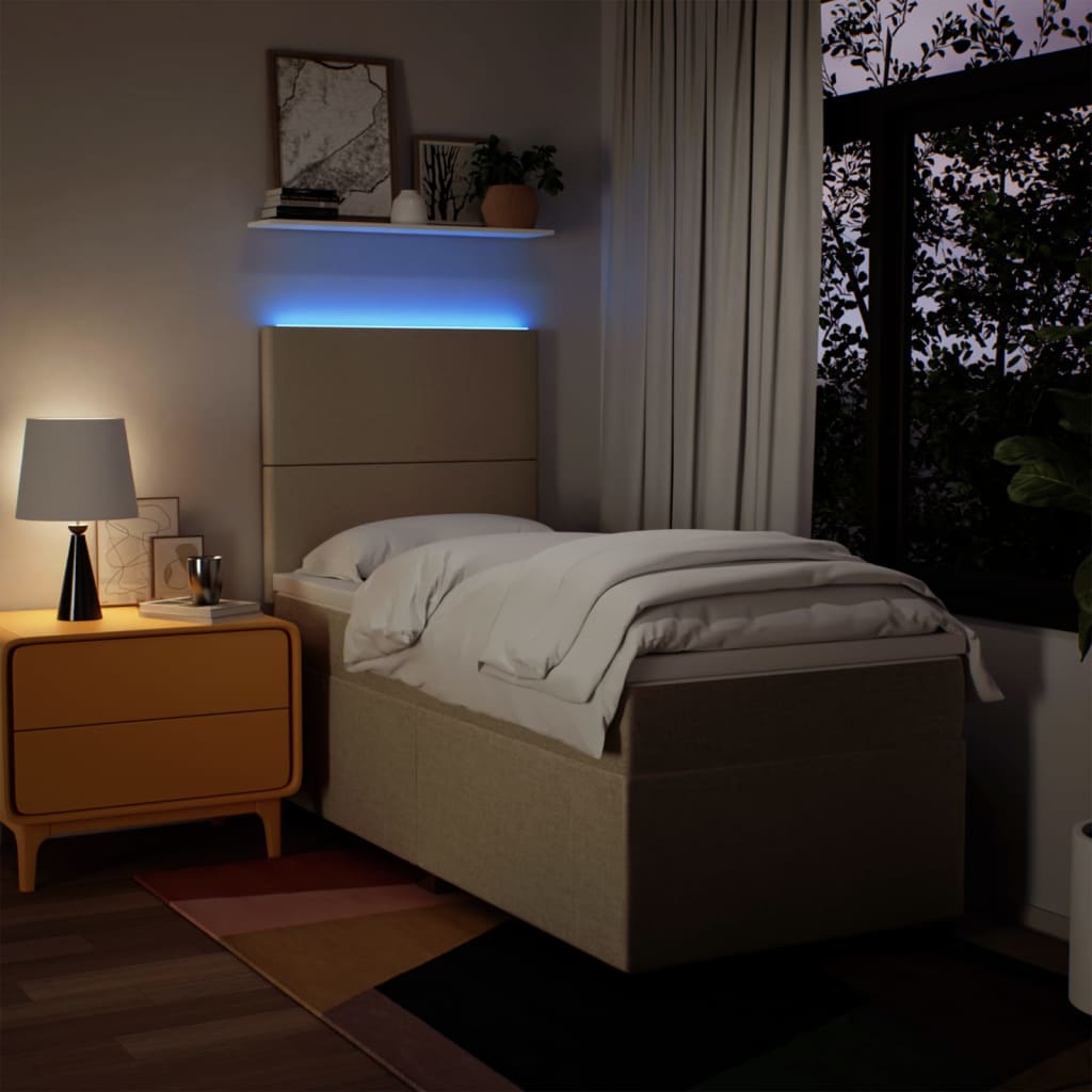 kontinentalseng med madras 90x190 cm stof cremefarvet