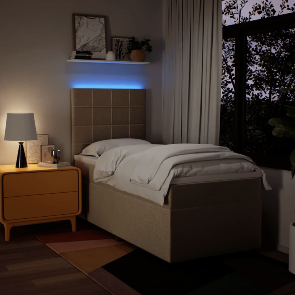kontinentalseng med madras 90x190 cm stof cremefarvet