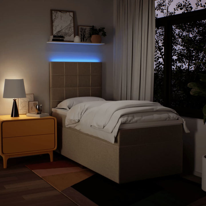 kontinentalseng med madras 90x190 cm stof cremefarvet