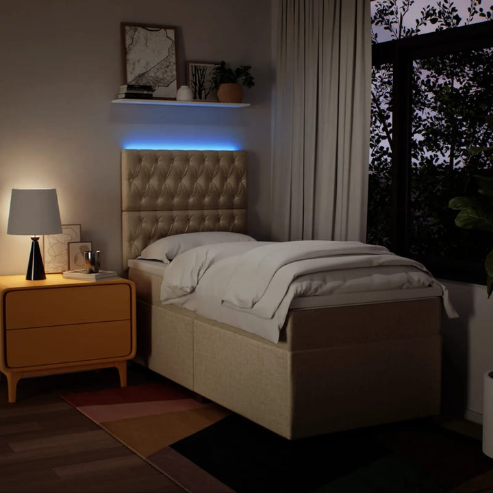 kontinentalseng med madras 90x190 cm stof cremefarvet