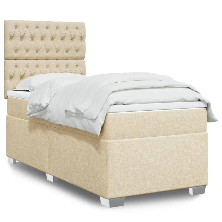kontinentalseng med madras 90x190 cm stof cremefarvet