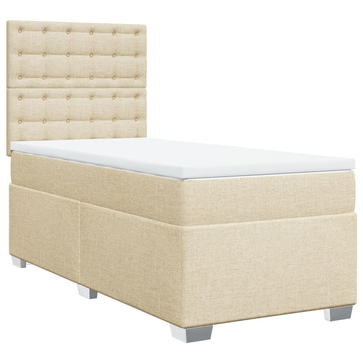 kontinentalseng med madras 90x190 cm stof cremefarvet