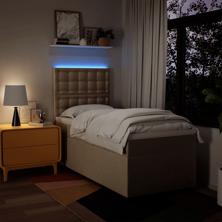 kontinentalseng med madras 90x190 cm stof cremefarvet