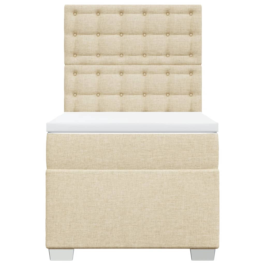 kontinentalseng med madras 90x190 cm stof cremefarvet