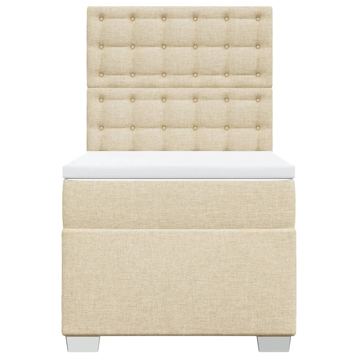 kontinentalseng med madras 90x190 cm stof cremefarvet