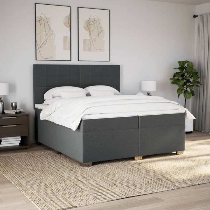 kontinentalseng med madras 200x200 cm stof mørkegrå