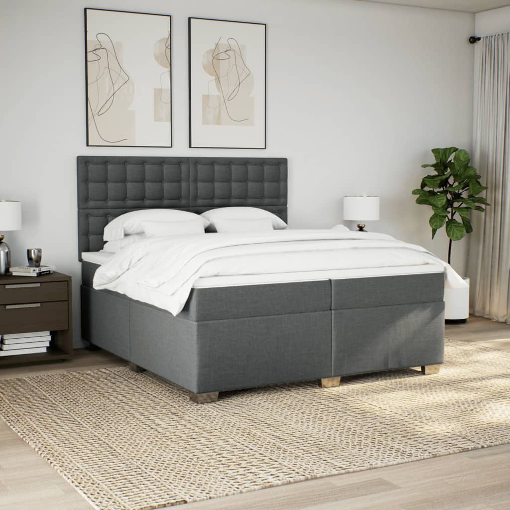 kontinentalseng med madras 200x200 cm stof mørkegrå