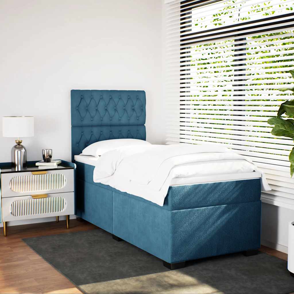 kontinentalseng med madras 80x200 cm fløjl blå