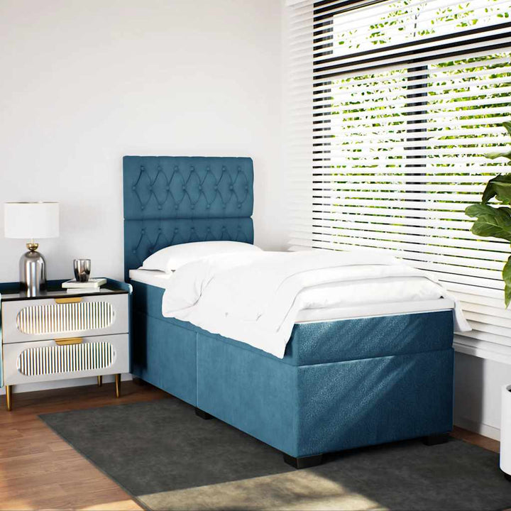 kontinentalseng med madras 80x200 cm fløjl blå