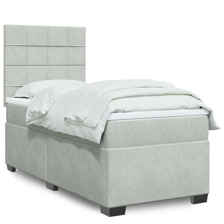 kontinentalseng med madras 90x190 cm fløjl lysegrå