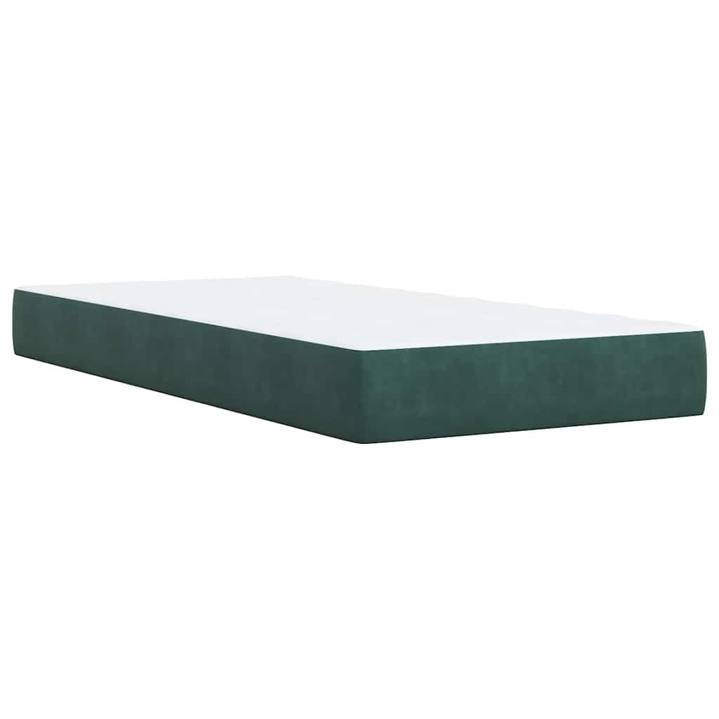 kontinentalseng med madras 90x190 cm fløjl mørkegrøn