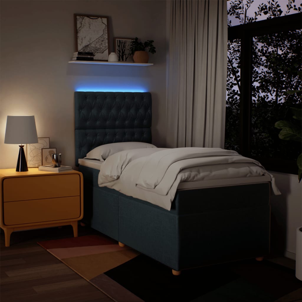 kontinentalseng med madras 80x200 cm stof blå