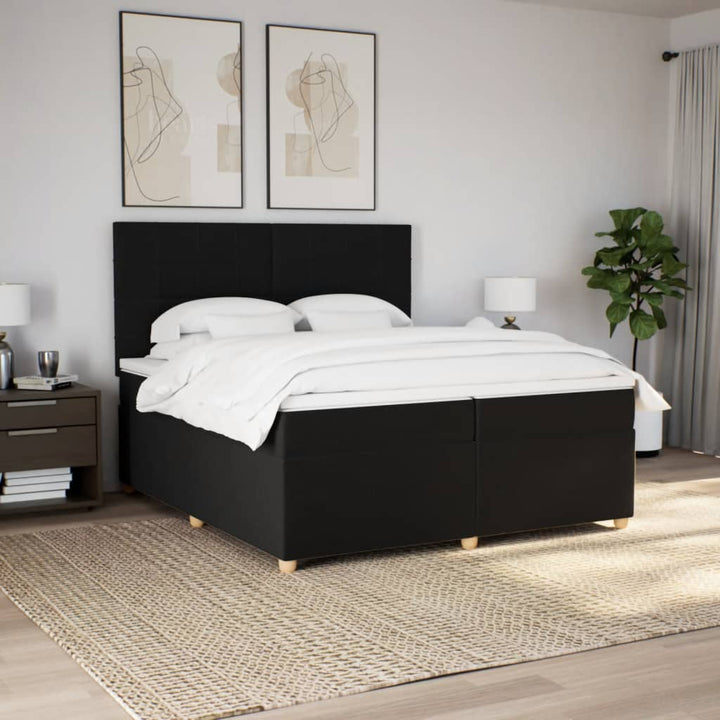 kontinentalseng med madras 200x200 cm stof sort