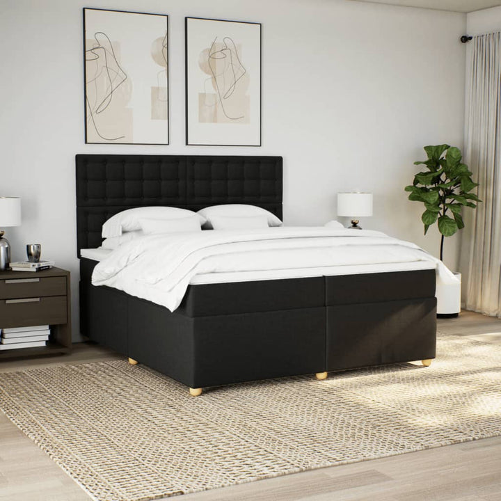 kontinentalseng med madras 200x200 cm stof sort