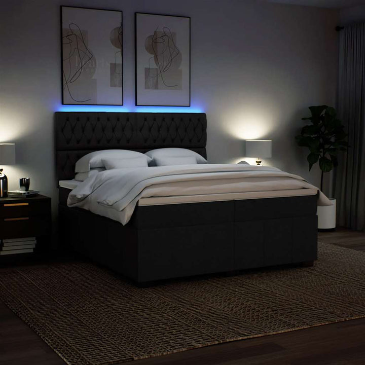 kontinentalseng med madras 200x200 cm stof sort