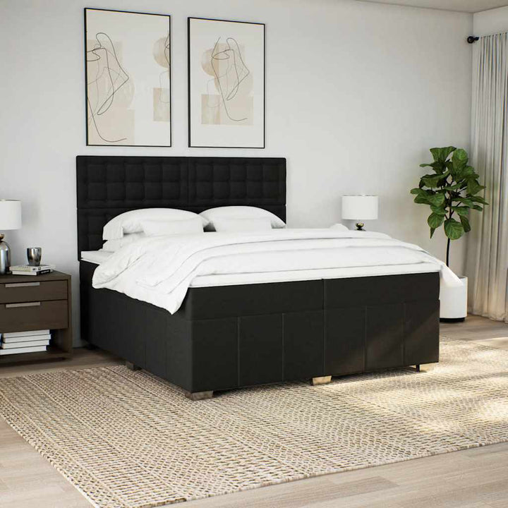 kontinentalseng med madras 200x200 cm stof sort