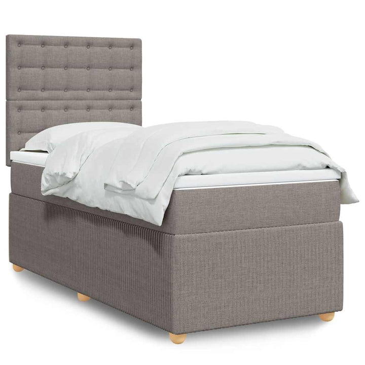 kontinentalseng med madras 90x190 cm stof gråbrun