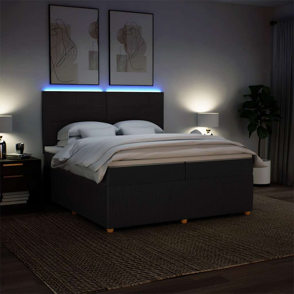 kontinentalseng med madras 200x200 cm stof sort