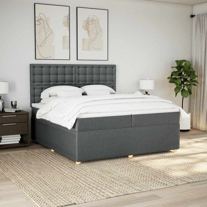 kontinentalseng med madras 200x200 cm stof mørkegrå