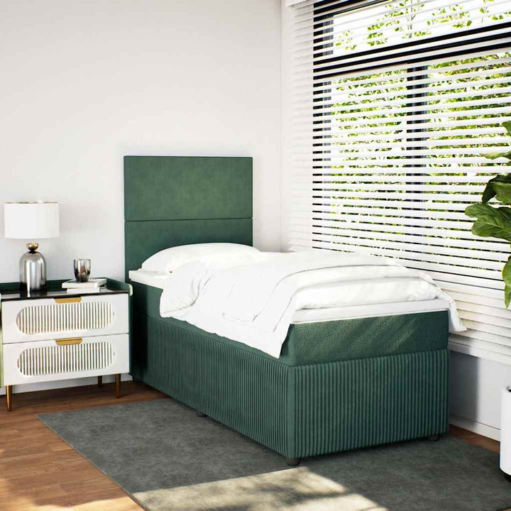 kontinentalseng med madras 80x200 cm fløjl mørkegrøn