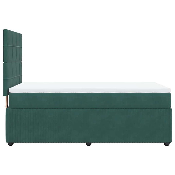 kontinentalseng med madras 80x200 cm fløjl mørkegrøn